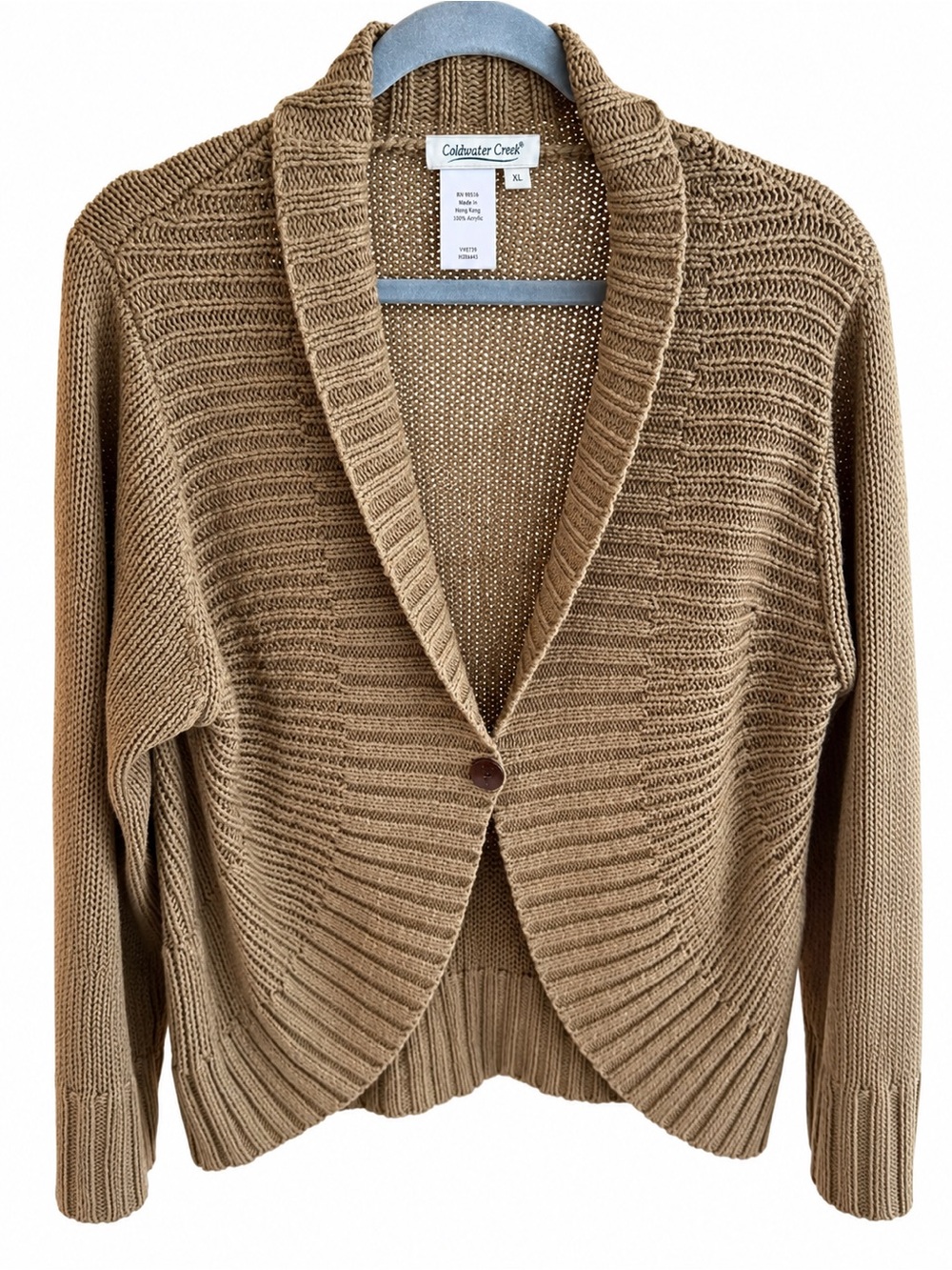 Coldwater Creek XL Brown Textured Knit Cardigan Blazer Single Button